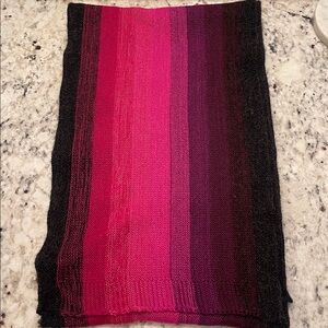 NWT Pure Alpaca Scarf. Pink, Purple & Gray Stripe Design. Super Soft & Warm.